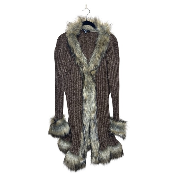 Current Mood x Dolls Kill Furry Foe Long Cardigan XS/S - Picture 1 of 13